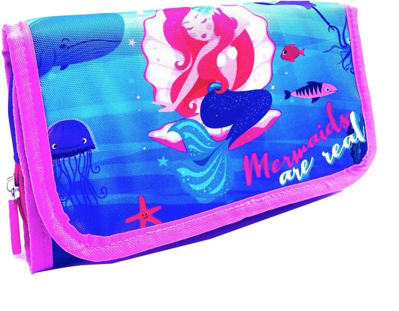 Echo Boomers Blue Mermaid Print Flip Flap Stationery Organizer Storage Pouch  (Blue)