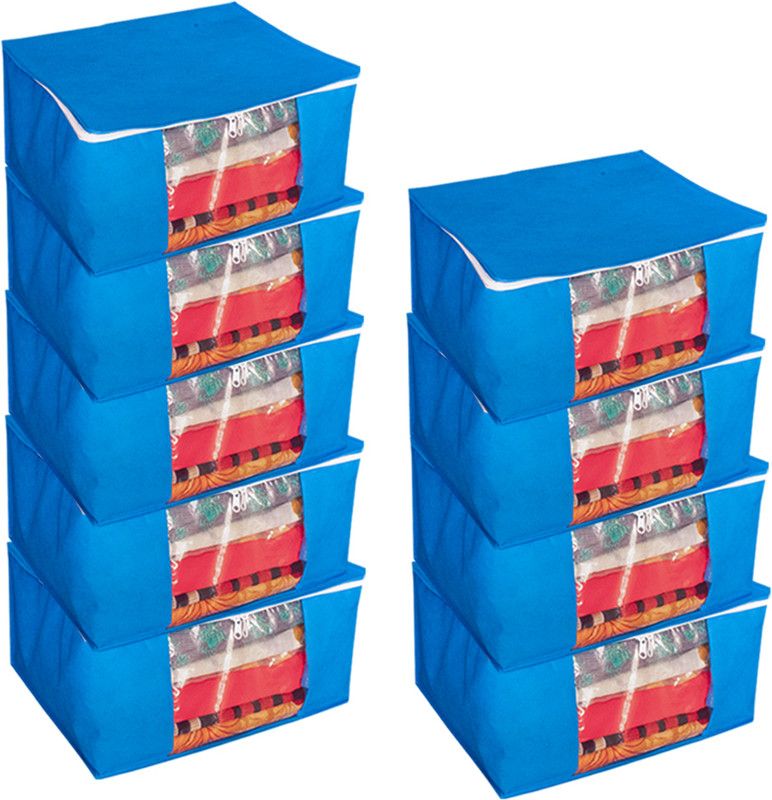 Aadhya Multipurpose Non Woven Saree Cover pack of 9 c  (Blue)
