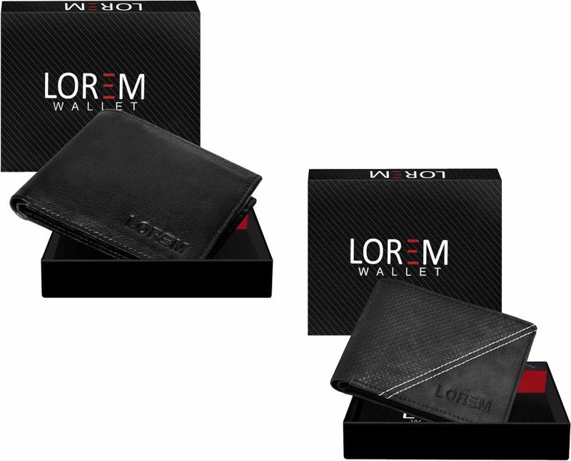Men Casual, Evening/Party, Formal Black Artificial Leather Wallet  (4 Card Slots, Pack of 2)