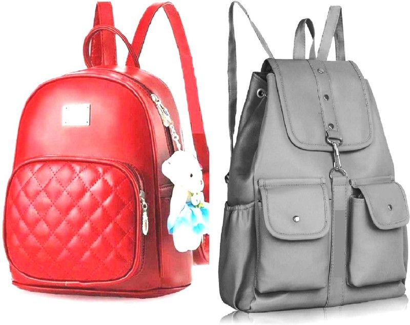 Party Wear Backpack Latest New Trendy Women And Girls 7 L No Backpack  (Red, Grey)