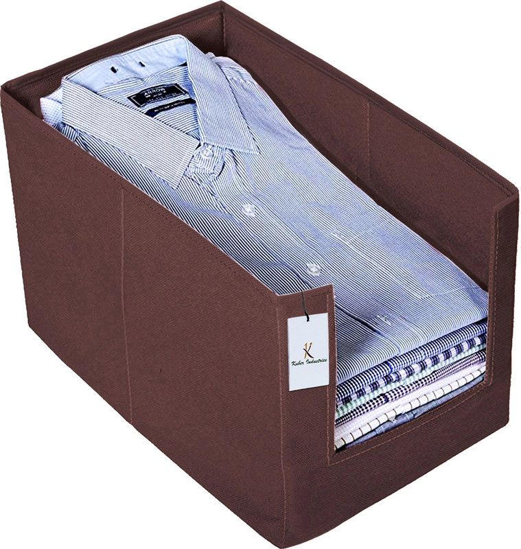 KUBER INDUSTRIES Shirt Stacker Designer Non Woven Shirt Stacker Wardrobe Organizer Set, Brown-CTKTC31835 CTKTC031835  (Brown)