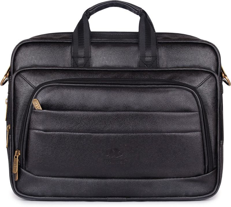 Vision Laptop Briefcase | 15.6 inch Laptop Bag | Unisex Office Bag | Tablet Bag (Jet Black) Medium Briefcase - For Men & Women  (Black)