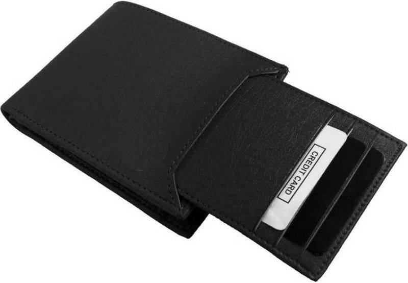Men Black Artificial Leather Wallet  (7 Card Slots)