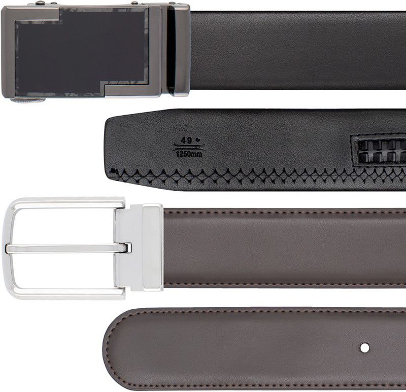 Men Casual, Formal, Party Black, Brown, Silver Genuine Leather Belt