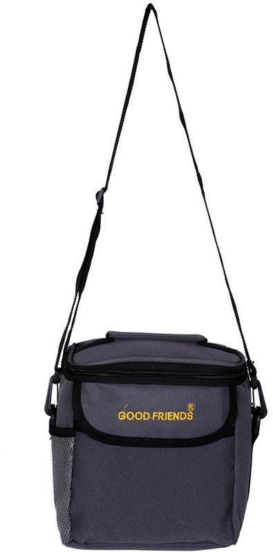 GOOD FRIENDS Lunch Bag Large Grey & Black Lunch Bag for Office Men, Women and Kids Waterproof Lunch Bag  (Grey, 4 L)