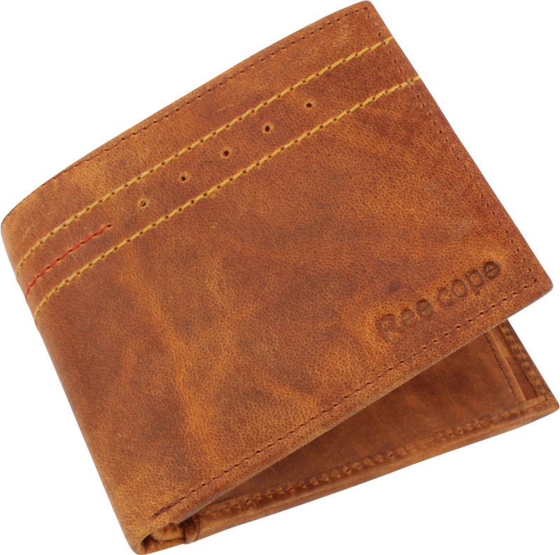 Boys Casual, Trendy, Travel Tan Genuine Leather RFID Wallet - Regular Size  (5 Card Slots)