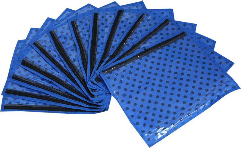KUBER INDUSTRIES Designer Non Woven Polka Dots Packing Saree Cover Set of 12 Pcs (Blue) SCW09 PolkaDOTSSCW009  (Blue)