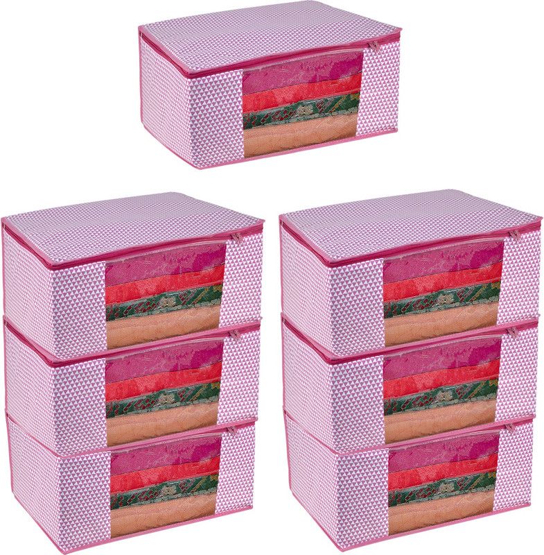 ROYALIMAGES Saree Cover Garment Cover Printed, Non-Woven Saree Cover/Organizer With Transparent Window RI107 9IN/SAR/NET/RP/03p9781234568191  (Pink)
