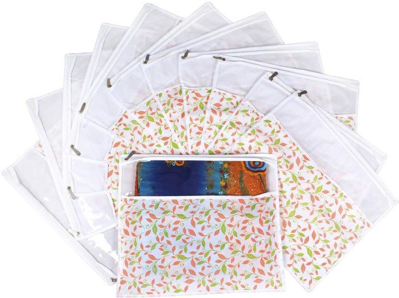 PrettyKrafts Saree orgonizer Top Transparent Single Saree Cover, Storage Bag with zip shopsy_F1285_Multi12  (Multicolor)