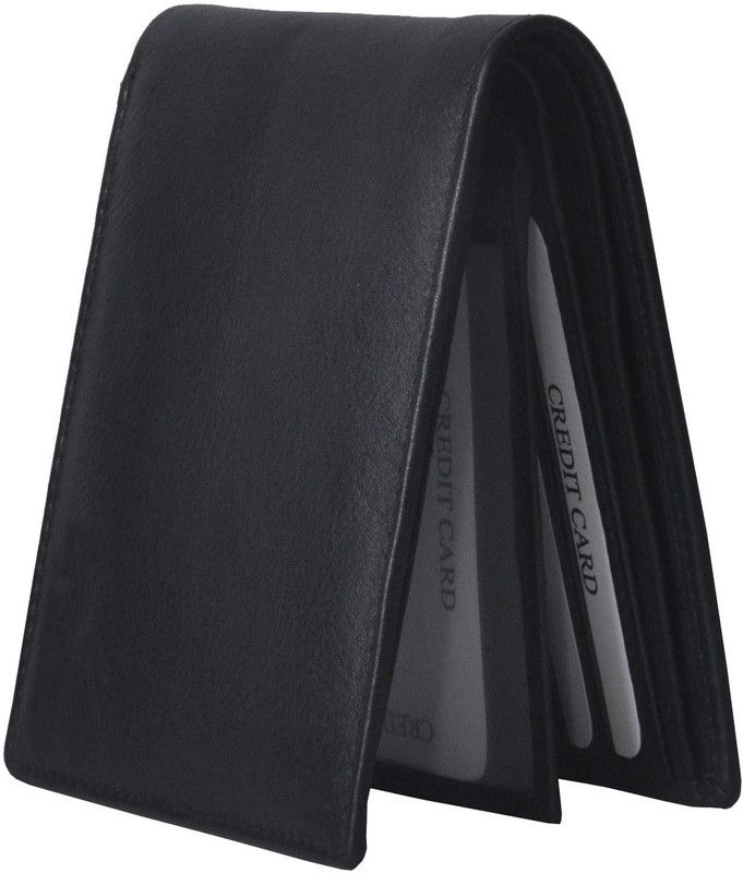 Men Formal Black Genuine Leather Wallet - Regular Size  (6 Card Slots)