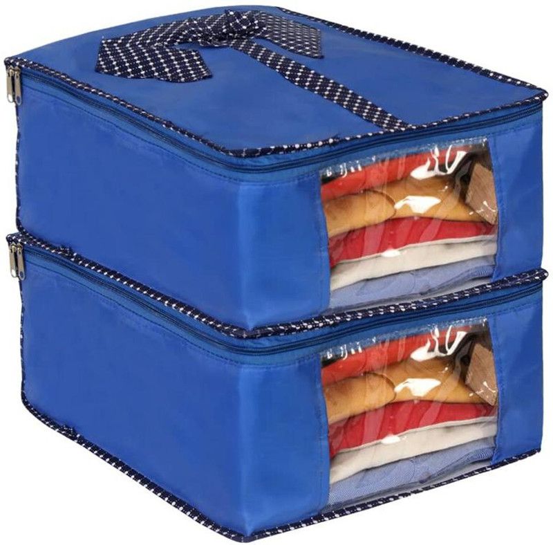 Craficial Shirt covers clothing organizer with Transparent Window Shirt Cover (Pack of 2) | Wardrobe Organizer  (Blue)