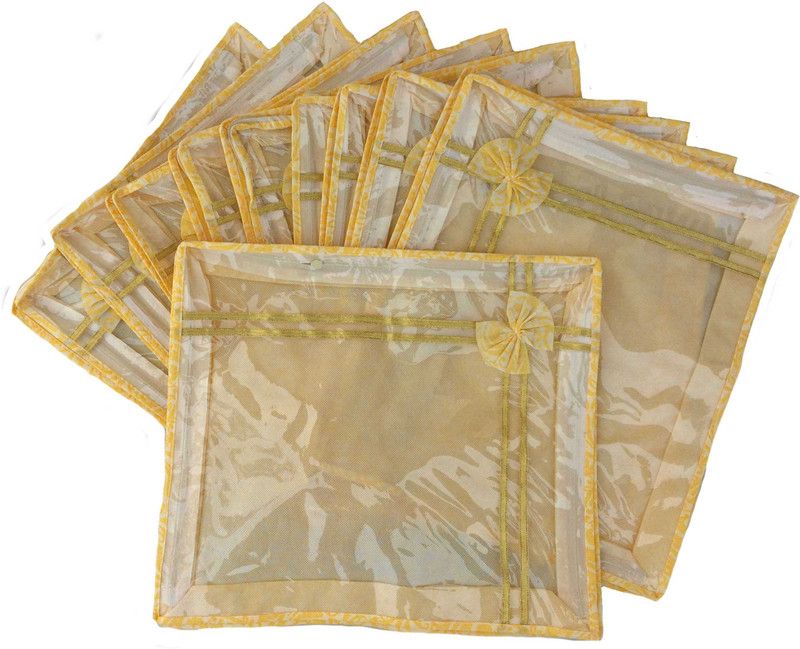 INDI BARGAIN Non woven Designer saree cover set of 10  (Gold)