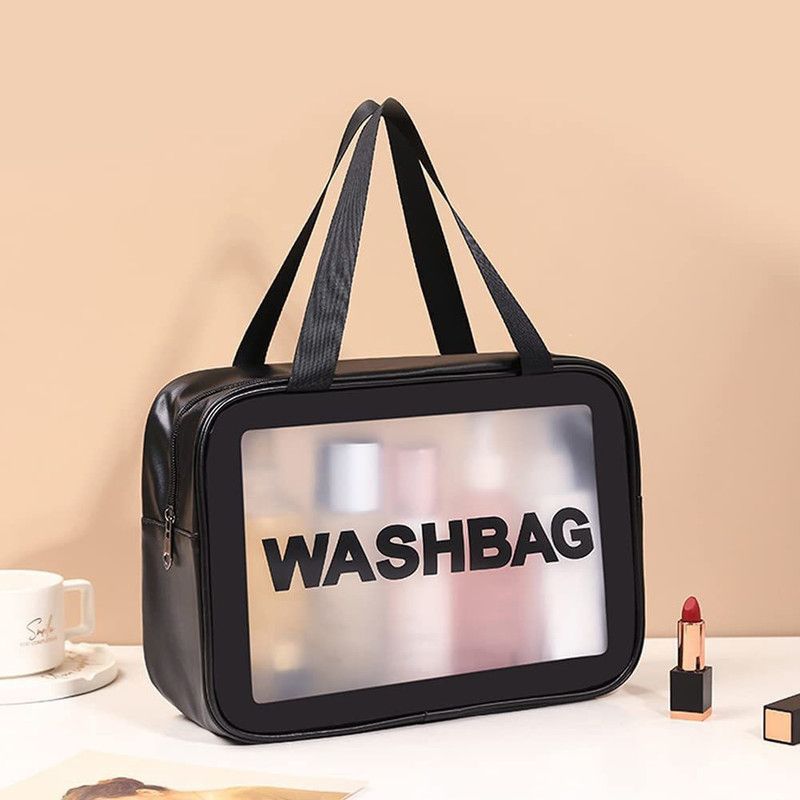 MAAUVTOR Zipper Makeup Beauty Bags Transparent Make Up Organizer Storage Bath Bags  (Black)