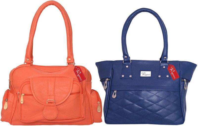 Tan, Blue Women Shoulder Bag - Extra Large  (Pack of 2)