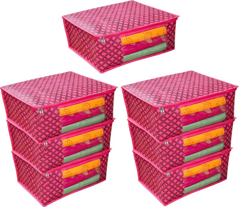 ROYALIMAGES Red_Checks_07_AI Presents Premium Quality (Saree) Garment Cover 90 GSM Front Transparent Red_Checks_07_RI 9IN/SAR/NET/RP/03p9781234568177  (Red)