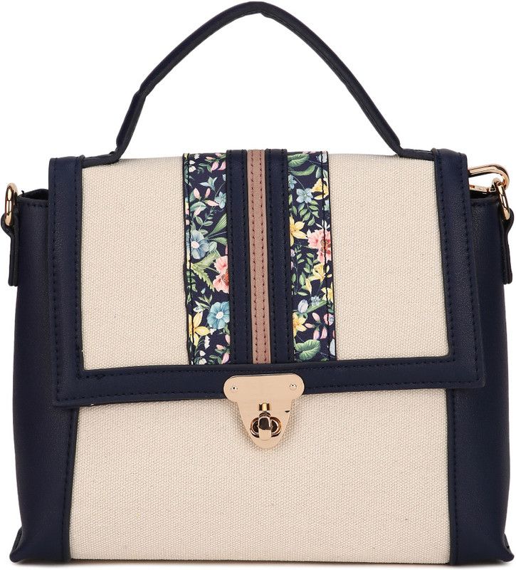 Beige, Blue Women Sling Bag - Medium