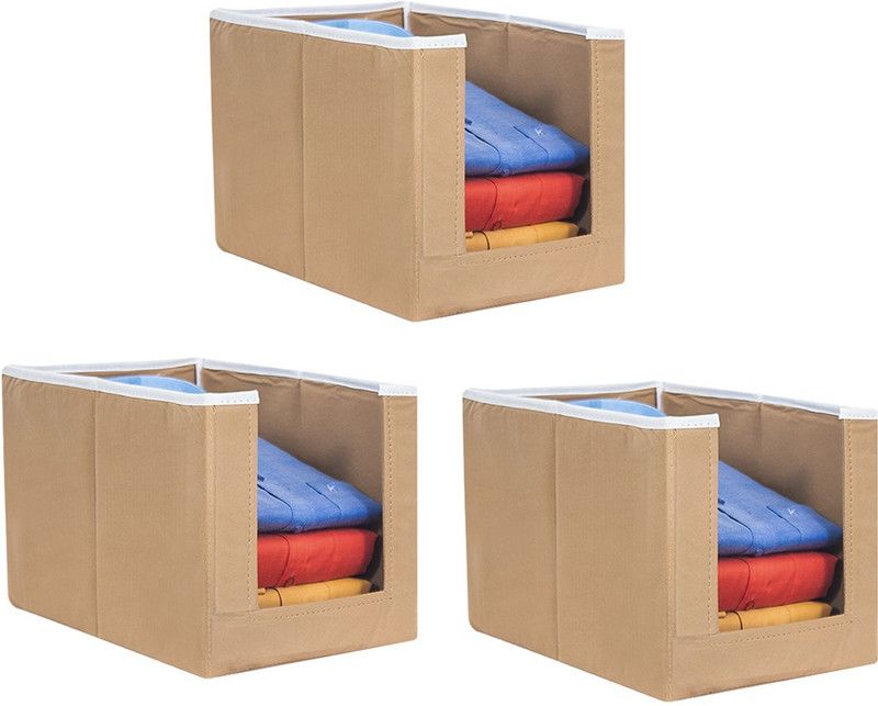PrettyKrafts Shirt stacker Shirt Organizer for Wardrobe, Shirts and Clothing Organizer shopsy_F1223_Beige3  (Beige)
