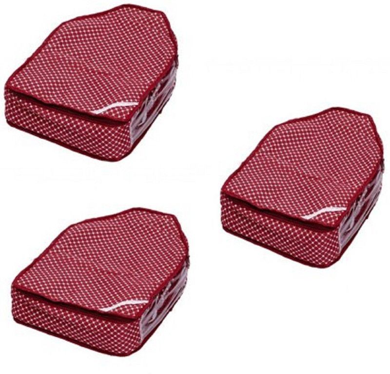 KUBER INDUSTRIES Design 3 Pieces Cotton Blouse Cover Set, Maroon VAR001402_1  (Maroon)