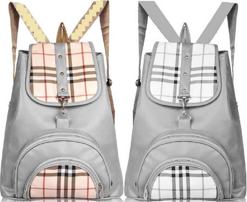 Latest Pu Leather Trendy Backpack Used For Women & Girls Backpack 7 L No Backpack  (Grey, White, Beige)