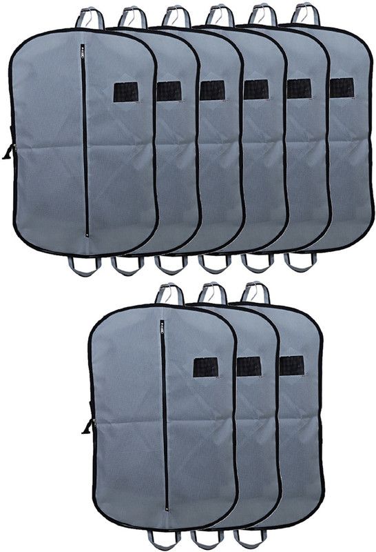 KUBER INDUSTRIES Foldable Non Woven 9 Pieces Men's Coat Blazer Cover (Grey)-CTKTC5492 CTKTC05492  (Grey)
