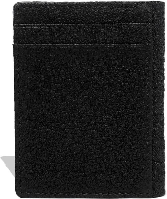 Men Black Genuine Leather Card Holder - Regular Size  (6 Card Slots)
