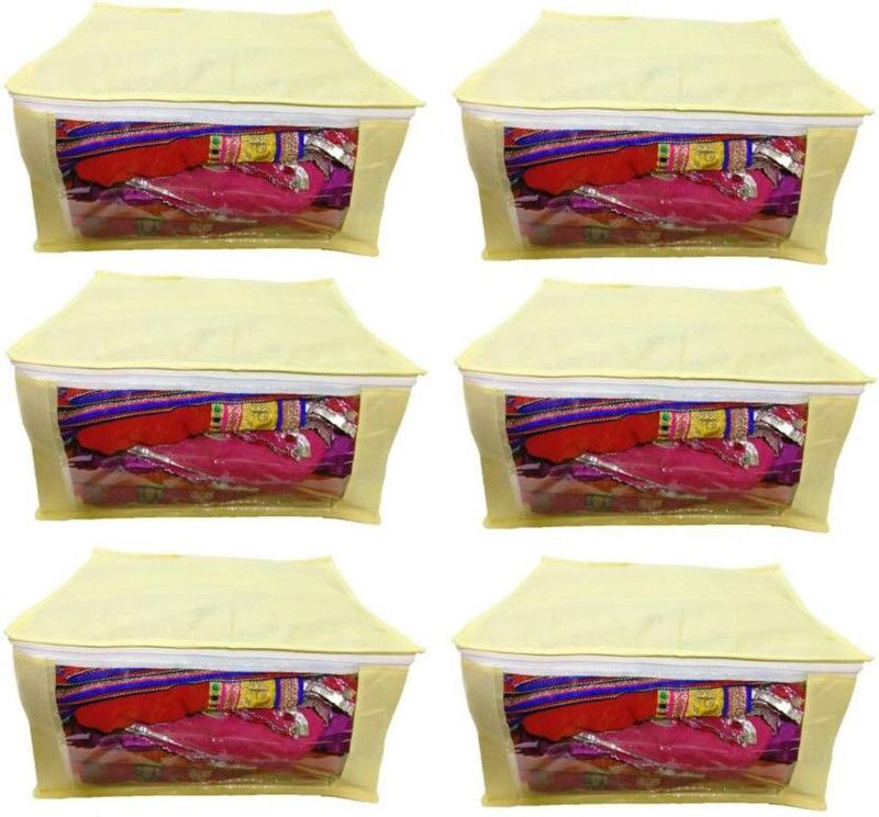 Aadhya Multipurpose Non Woven Saree Cover Pack of 6 i  (Yellow)