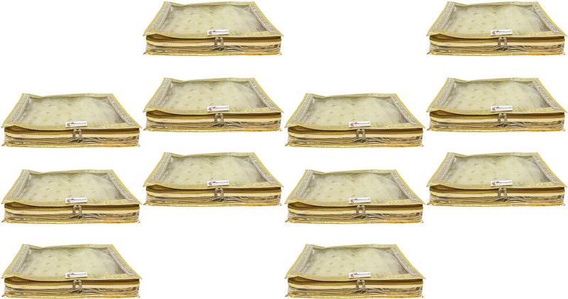 Shree Shyam Products Transparent Golden Dot Tissue 2 Inch Saree Cover Set of 12 PCS Capacity of 2 Sarees (SS-215_GOLD_12 PCS)  (Gold)