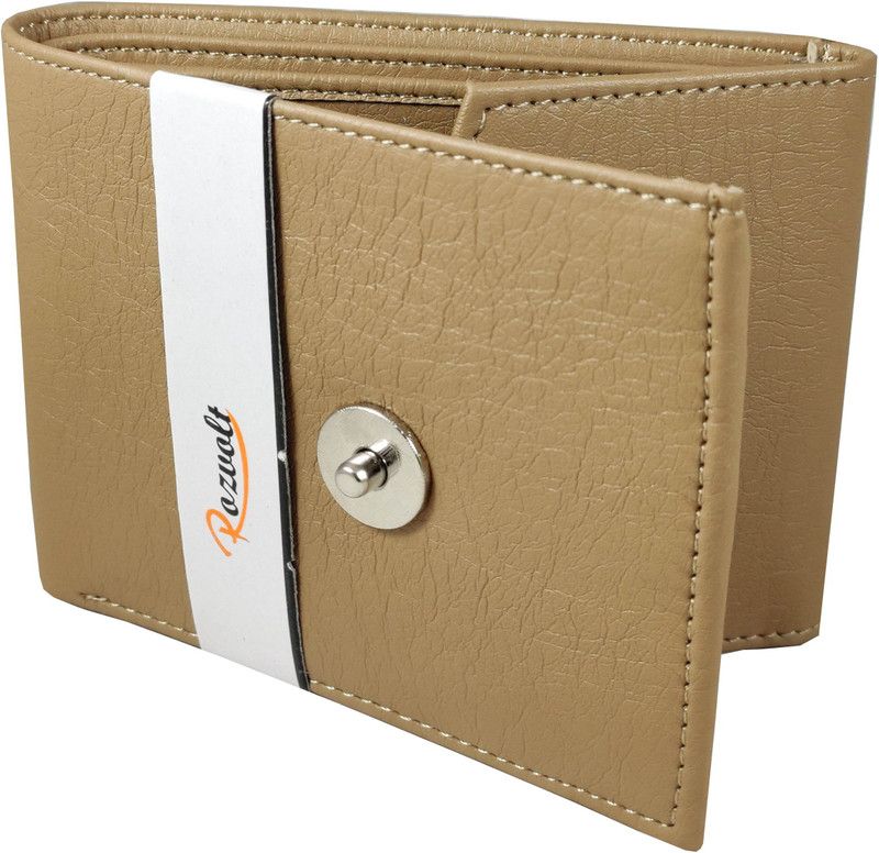 Boys Beige Artificial Leather Wallet - Regular Size  (6 Card Slots)