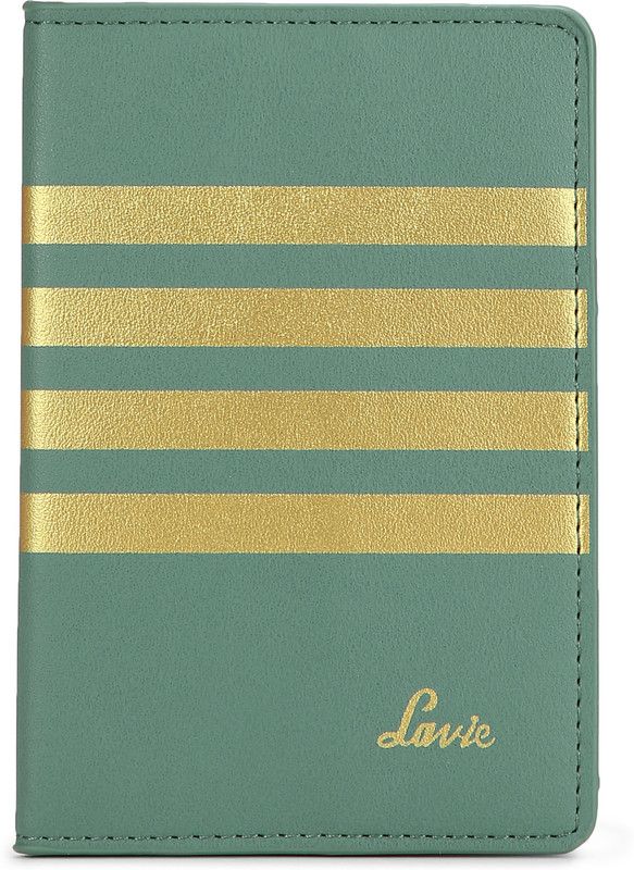 Women Casual Green, Gold Genuine Leather Card Holder - Regular Size  (4 Card Slots)