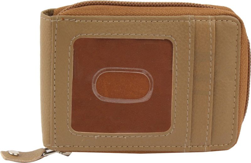 Men Brown Genuine Leather RFID Card Holder - Mini  (10 Card Slots)