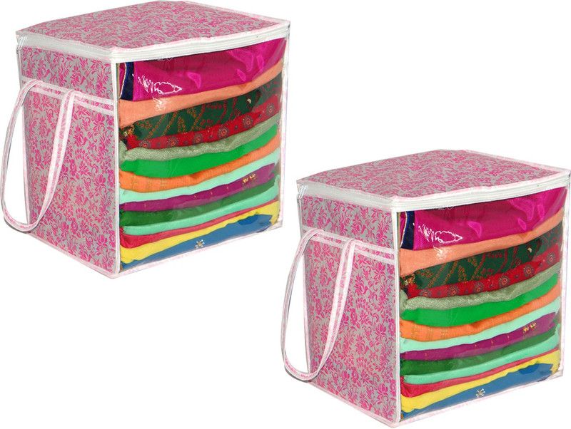 SF_Pink Box_02 Present Pink Patti Printed Saree Cover Box (Pack of 2) SF_Pink Box_02  (Pink)
