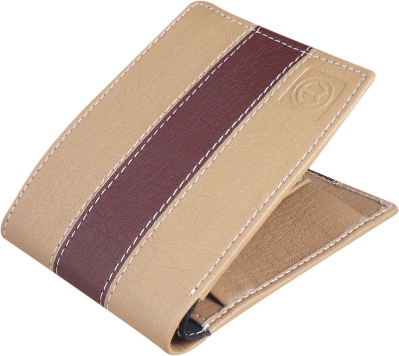 Men Beige Artificial Leather Wallet - Mini  (5 Card Slots)