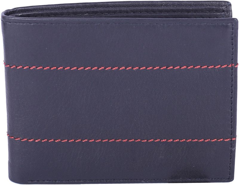 Men Black Genuine Leather RFID Wallet - Regular Size  (10 Card Slots)