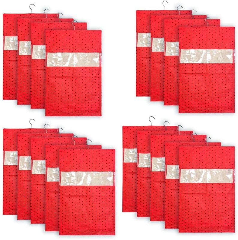 PrettyKrafts Saree hanging orgonizer Printed Non Woven Hanging Saree Cover Wardrobe Organiser shopsy_F1558_Red18  (Red)