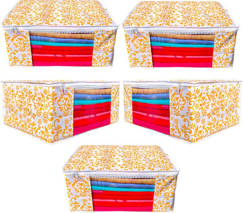 Bhavya Fab Beautiful Yellow Designer Soft Saree Cover Organizer for Wardrobe With Zip For Lehenga, Suit, Dress & Accessories SC_YLWDes_5  (Yellow)