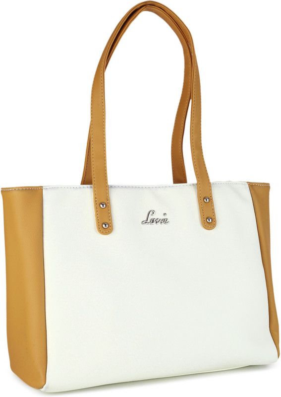 Women White, Brown Tote - Extra Spacious