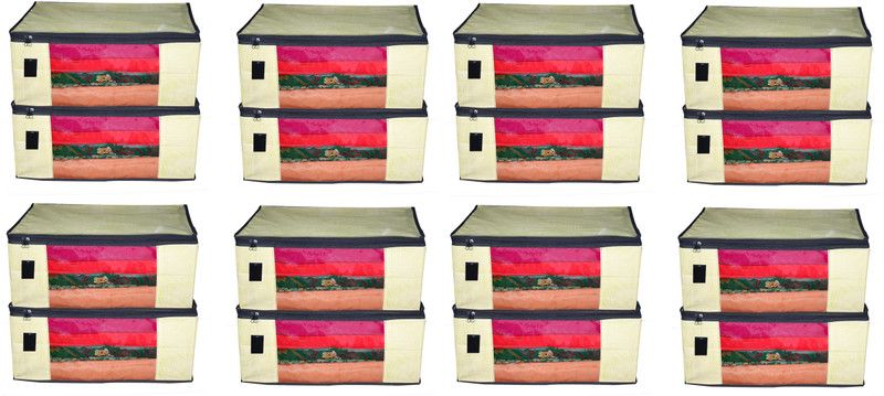 sareecover.bag New Best Stitching and High Quality Designer Non Woven 16 pieces non woven fabric saree cover Lite Green Designer  (Lite Green)