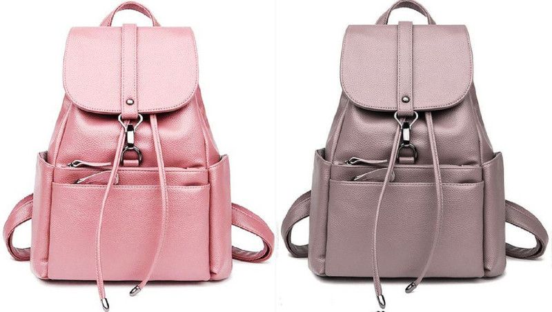 Latest Pu Leather Trendy Backpack Used For Women & Girls Backpack 7 L No Backpack  (Pink, Khaki)