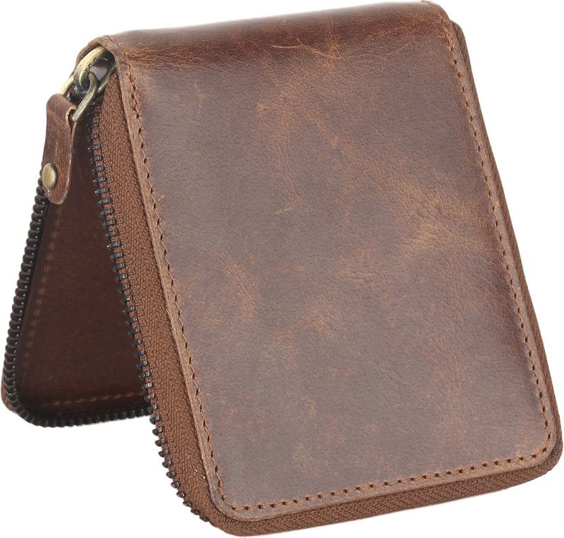 Men Brown Genuine Leather Wallet - Mini  (4 Card Slots)