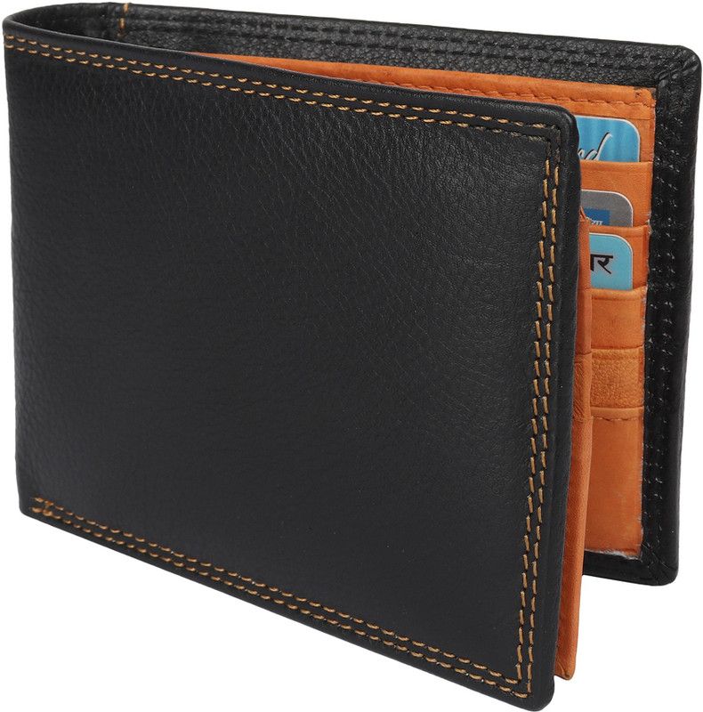 Men Black Genuine Leather RFID Wallet - Regular Size  (13 Card Slots)