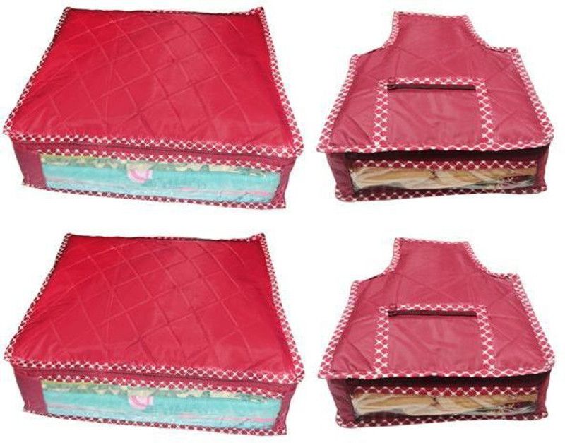 Ombags & More Saree Cover Combo Of 2 And Blouse Cover Combo Of 2 bb044  (Maroon)