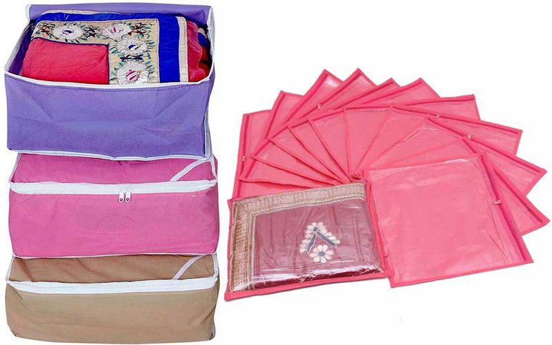 Ombags & More saree cover combo 3 and single saree cover pack of 12 bags&more04  (Multicolor)