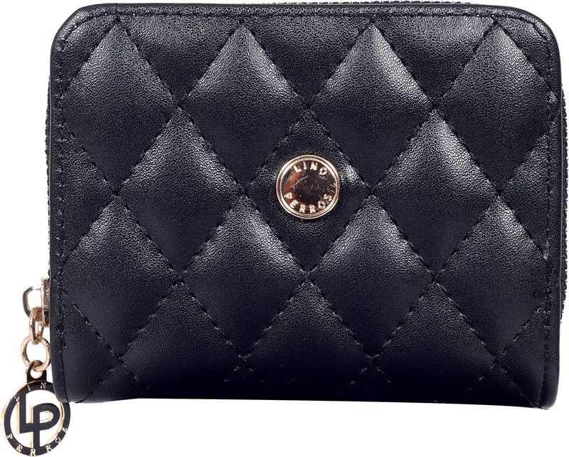 Women Black Artificial Leather Wallet - Mini  (8 Card Slots)