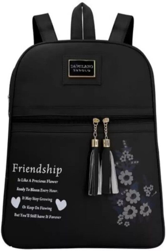 Small 10 L Backpack PU Trendy Casual Backpack Bags For Women Pack Of 1  (Black)
