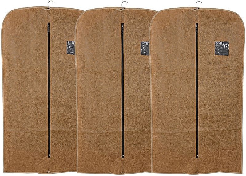 KUBER INDUSTRIES Embossed Non woven 3 Pieces Men’s Coat Blazer Cover (Beige) -CTKTC5830 CTKTC05830  (Beige)