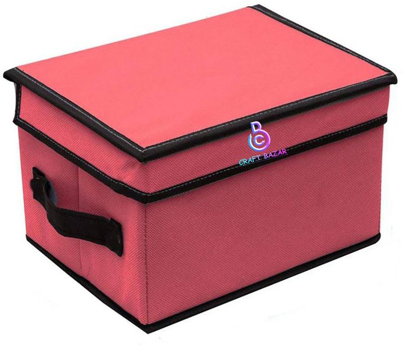 Craft Bazar Storage Box Foldable Organizer for Cloths,kid's toy with Top Lid (Pack of 1) Box to Store Household Items  (Maroon)