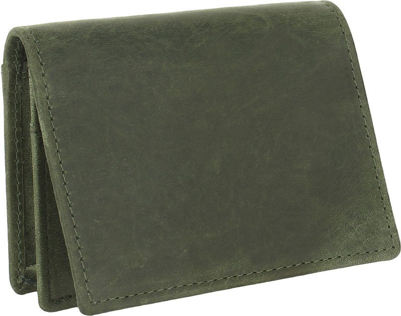 Men Green Genuine Leather Card Holder - Mini  (20 Card Slots)