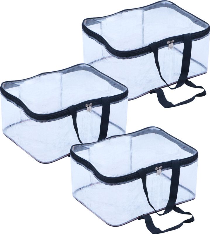 Billiondesigner Storage Organizer for Storing Blanket, Clothes Presents Multipurpose Storage Bag for Clothes Organizer for Sarees Blanket Cover FW515-BLACK-PK3  (Black)