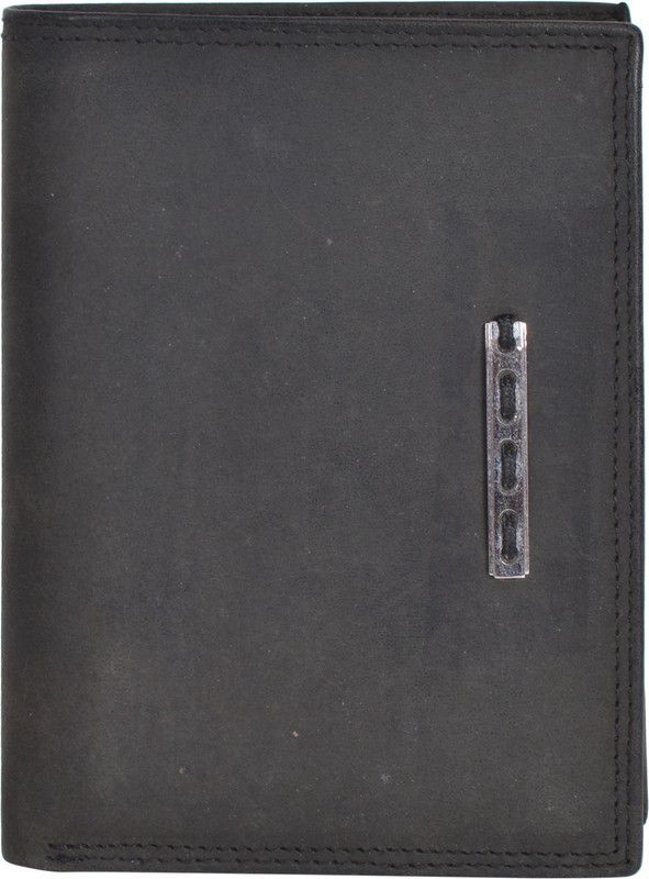 Men & Women Casual Black Genuine Leather Wallet - Regular Size  (8 Card Slots)