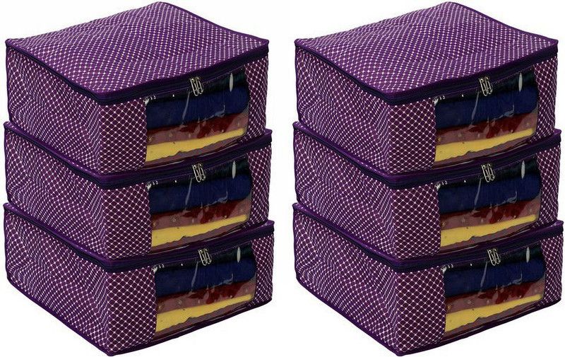 SuiDhaga SDSC Saree Cover Double Dot Pack of 6 SDSC104  (Purple)